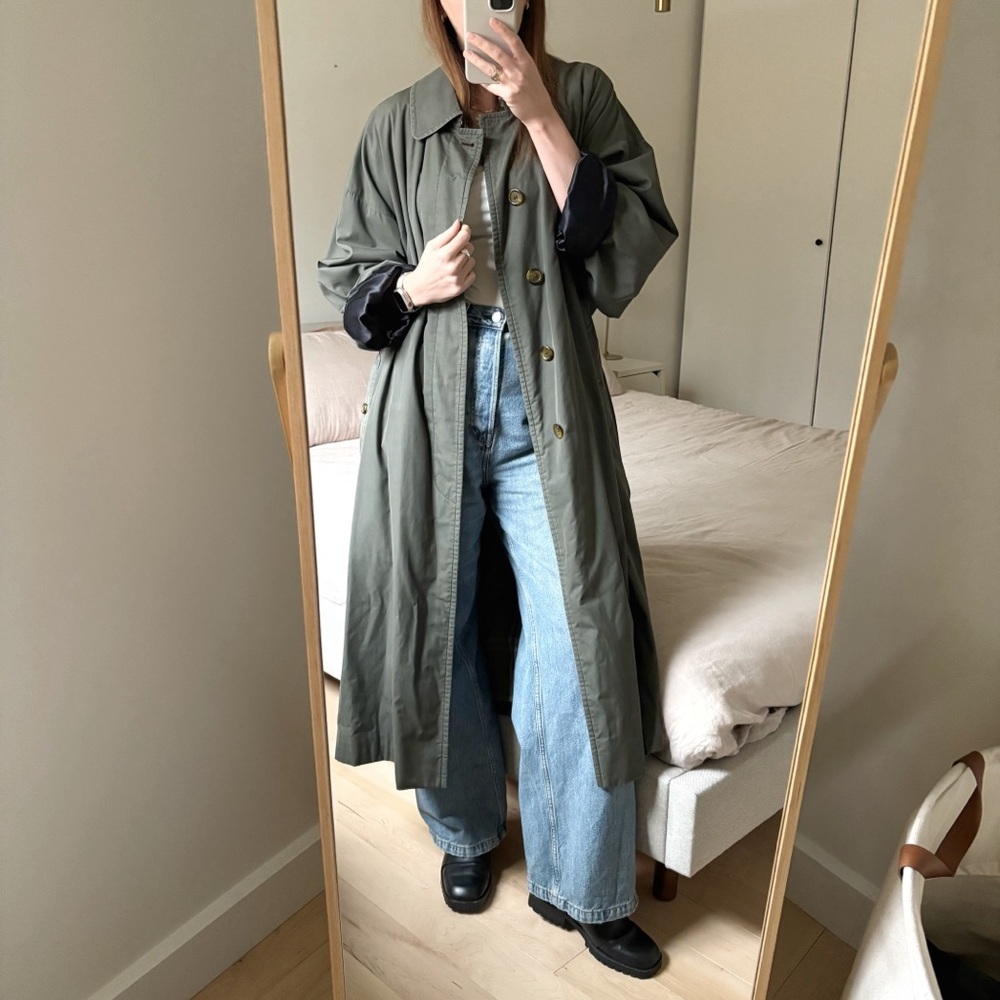 Burberry Olive Green Long Trench Coat - Picture 4 of 15